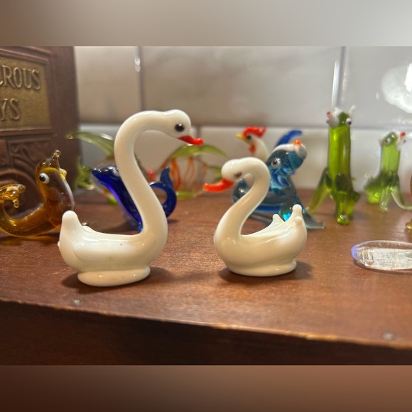 Minature Hand Blown Glass Animals Milk Glass Chicken Bird Mouse Dog etc, 15pcs - Picture 10 of 11
